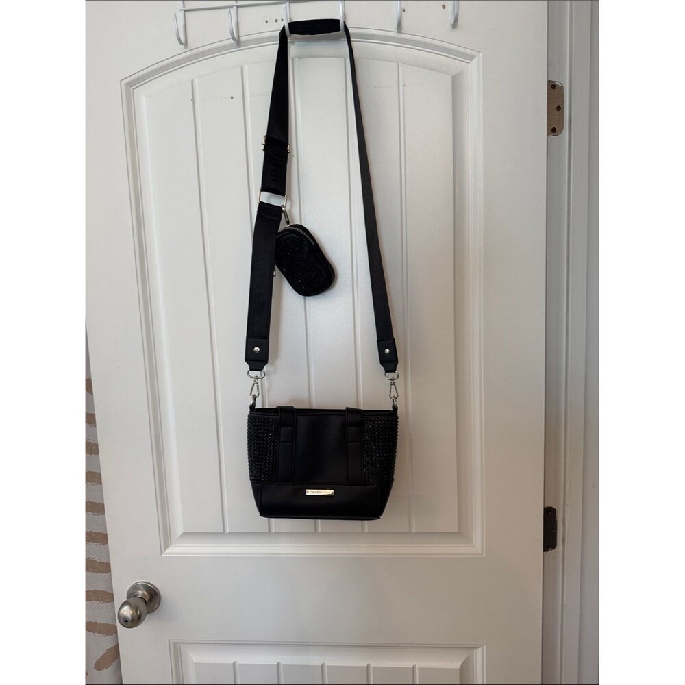 Madden Girl Black Crossbody Bag with Detachable Strap and Mini Pouch